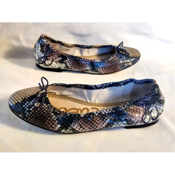 Sam Edelman Felicia Ballet Flat Snake Skin Pattern Leather Size 5.5 Bow Casual - Picture 4 of 8